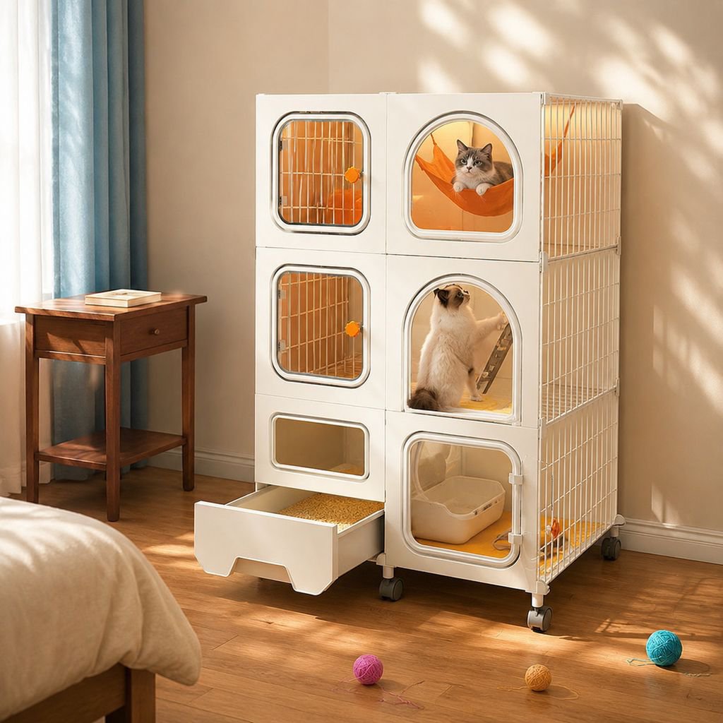 Pequeño apartamento jaula para gatos villa todo en uno casa para gatos casa para gatos interior nido