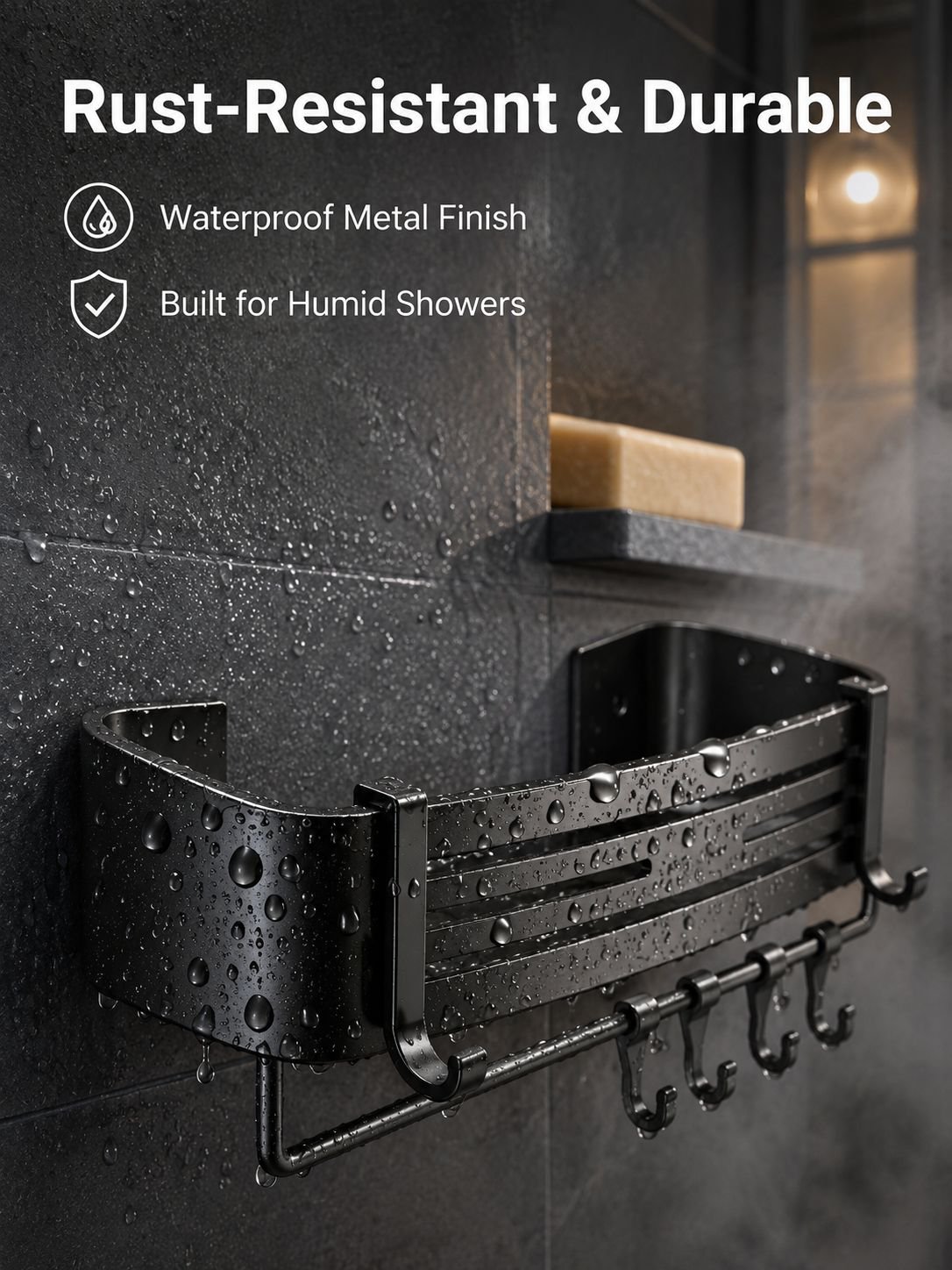 No-Drill Rectangular Bathroom Shelf