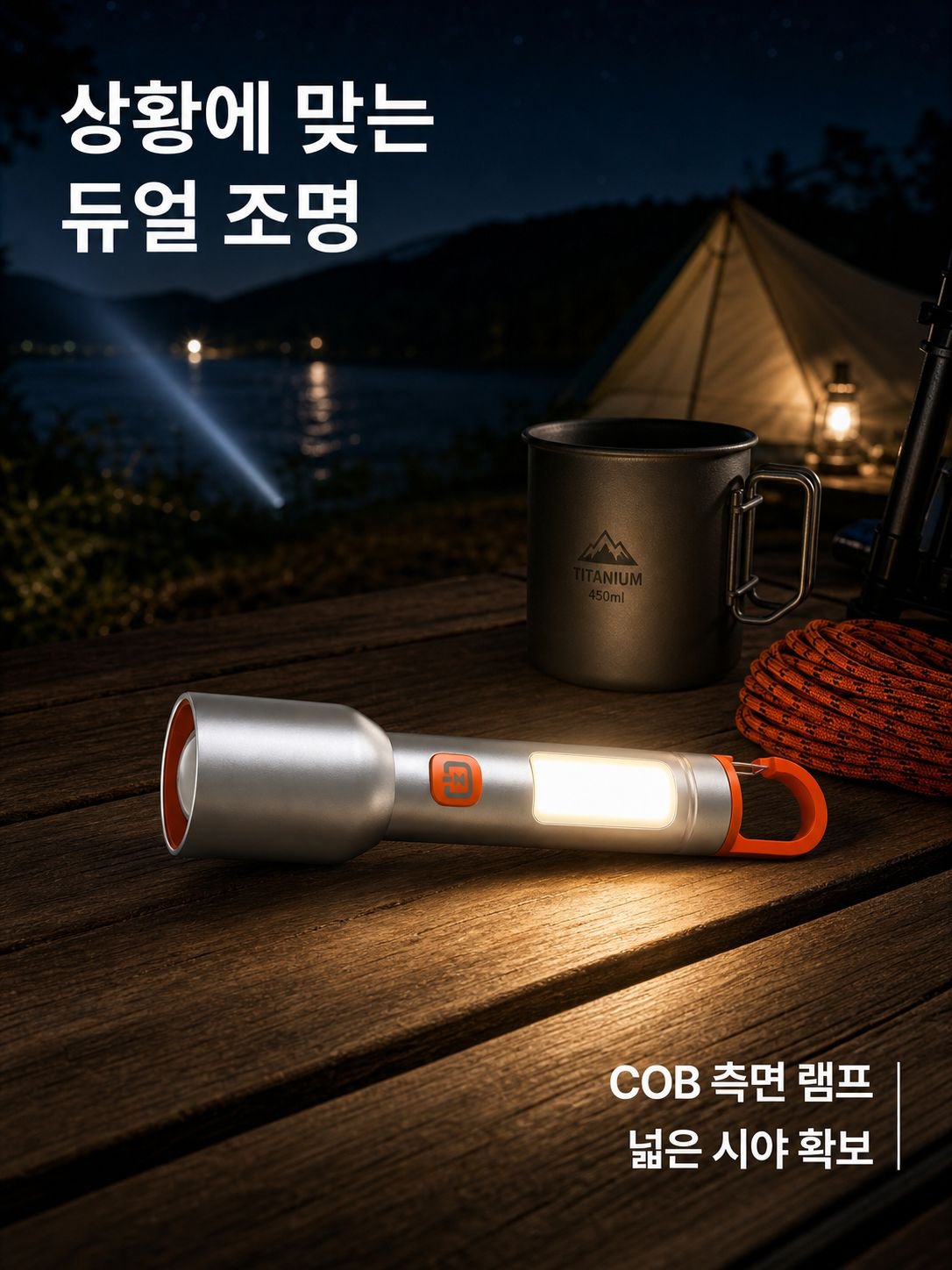 야외용 강광 줌 손전등