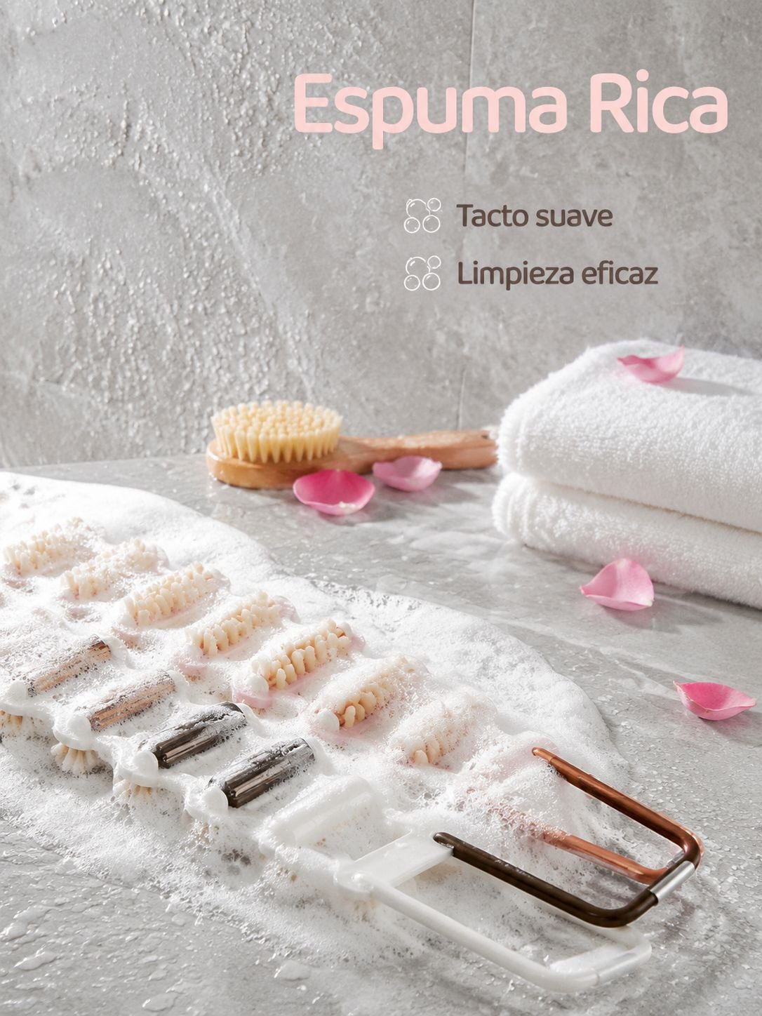 Toalla exfoliante multifuncional con rodillo para la espalda