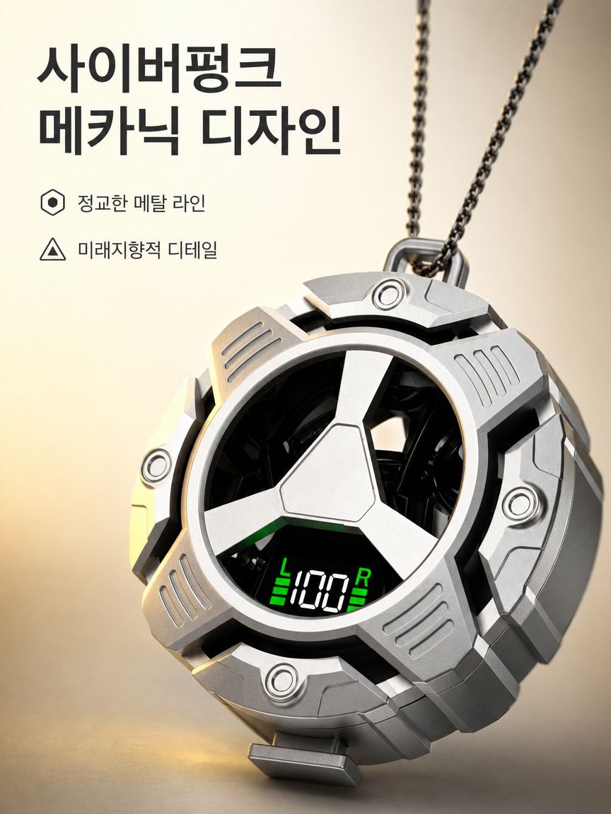 메카닉 스타일 무선 블루투스 이어폰 전체 모습