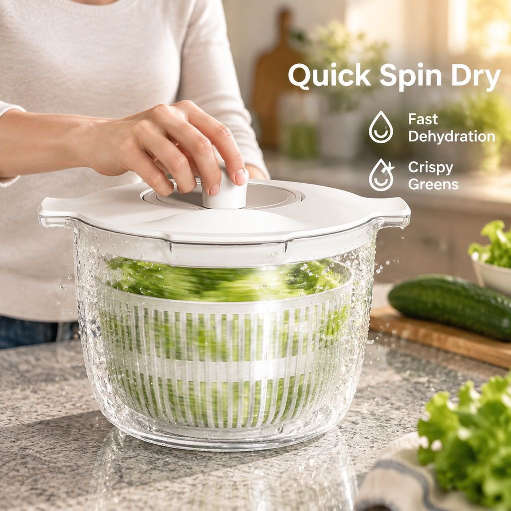 Hand Crank Salad Spinner Household Fruit Vegetable Washer Dryer Kitchen Drainer Basket