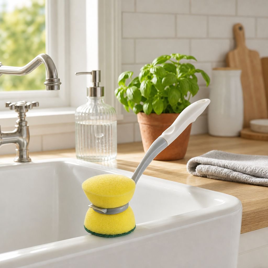 Multi-functional Long Handle Sponge Pot Brush Dish Cleaning Tool