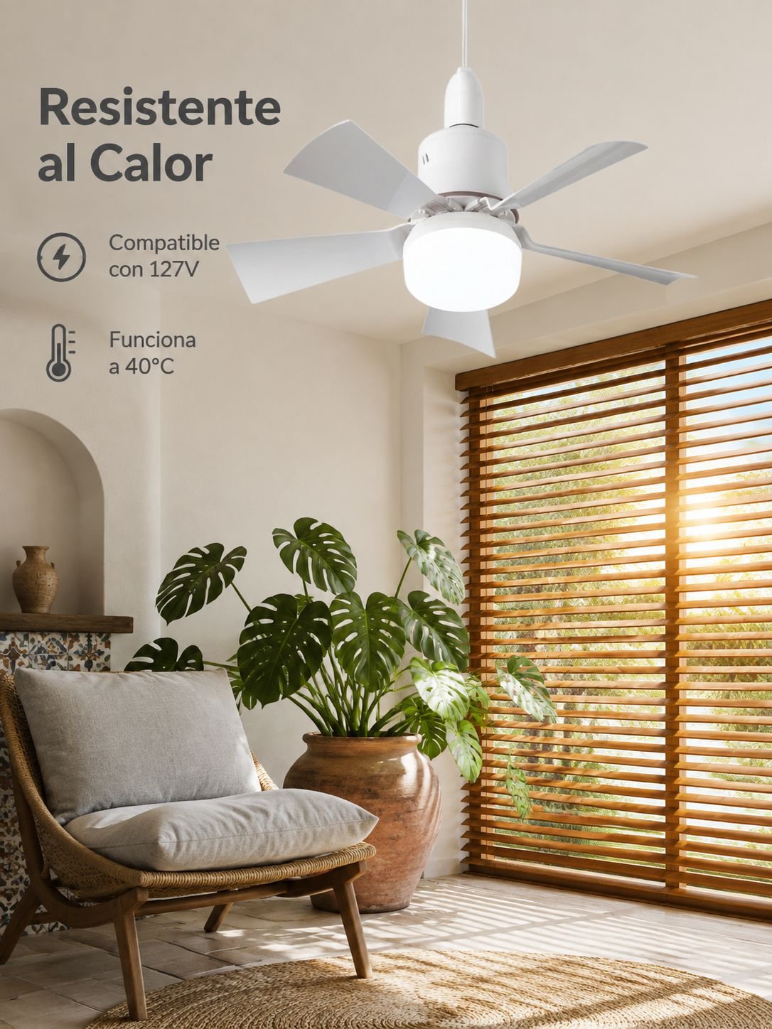 Ventilador de techo con luz para dormitorio