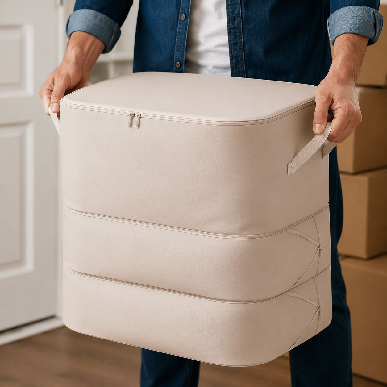 Bolsa organizadora grande para ropa de abrigo y mantas