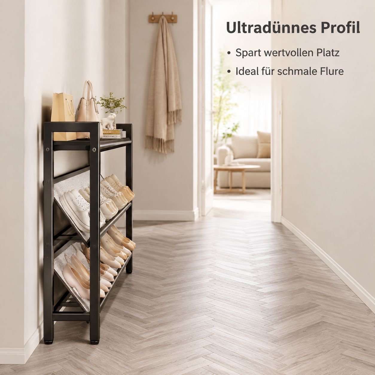 Ultradünnes, neigbares, mehrlagiges Schuhregal