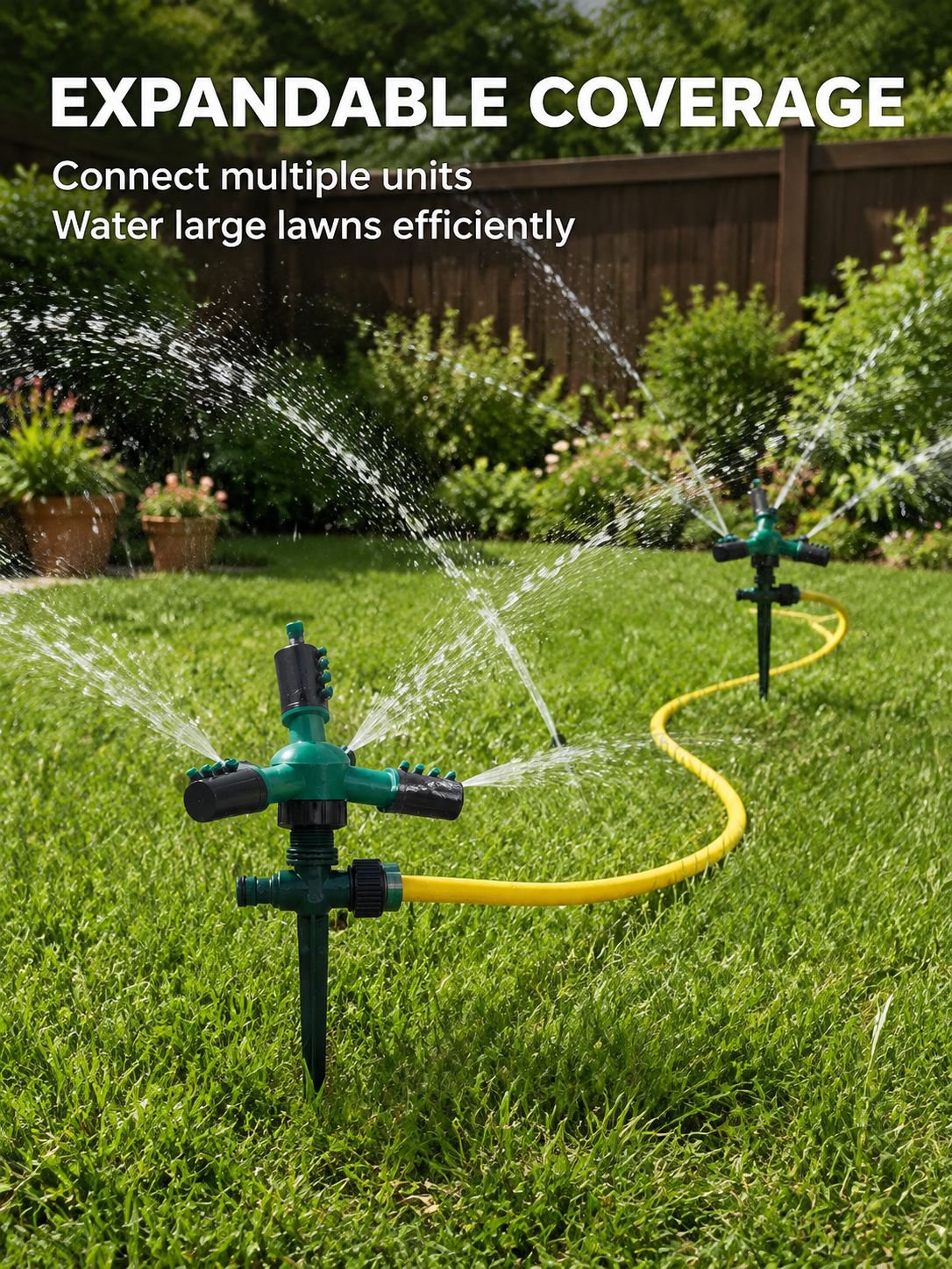 360° Rotating Triple-Head Garden Water Sprinkler