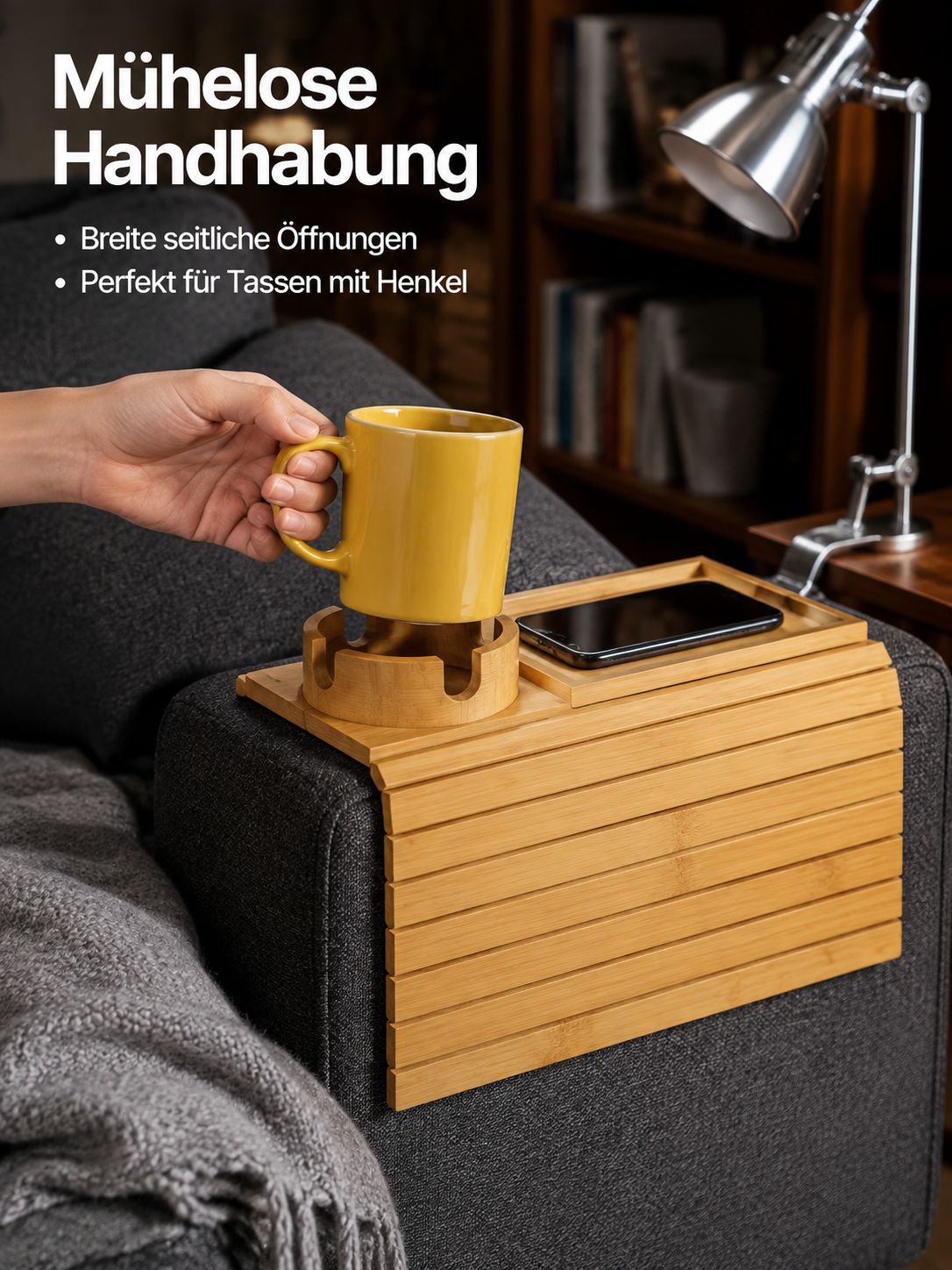 Magnetisches Holztablett zur flexiblen Nutzung auf Sofas