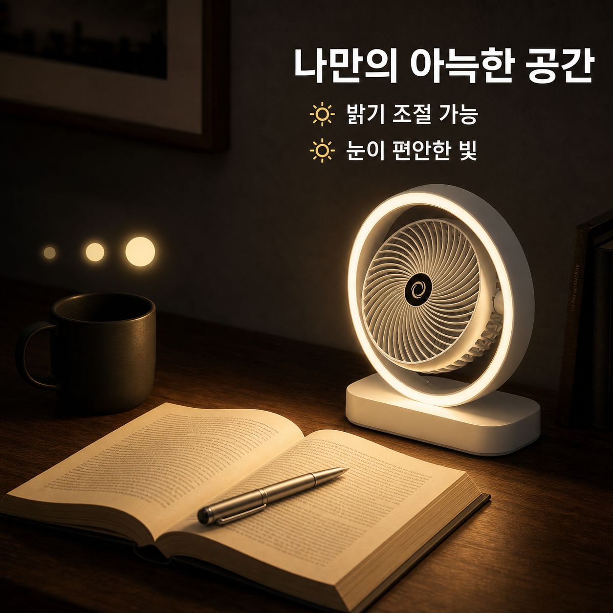 헤드라이트가 달린 소형 탁상용 선풍기