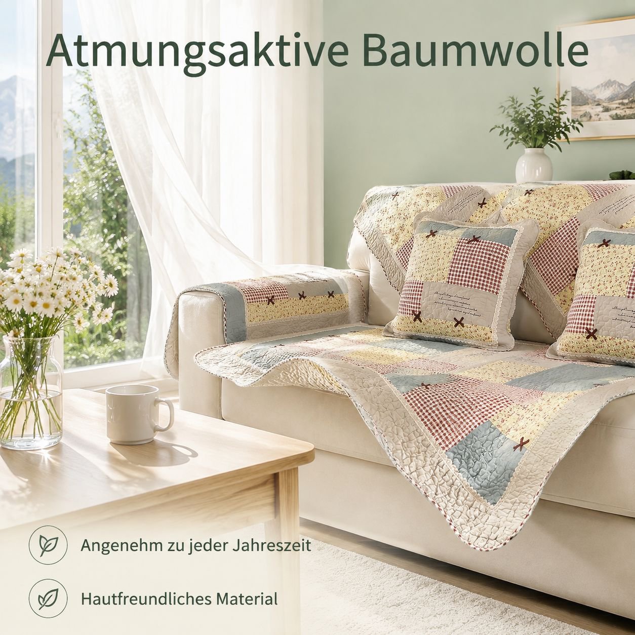 Sofakissen aus dicker Baumwolle im Landhausstil