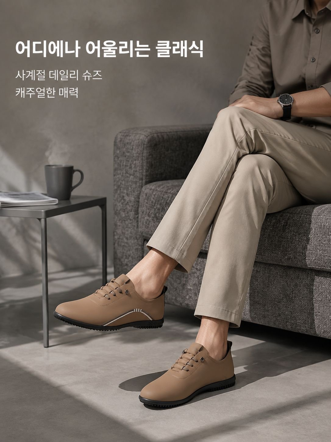 남성 소프트솔 사계절 가죽구두