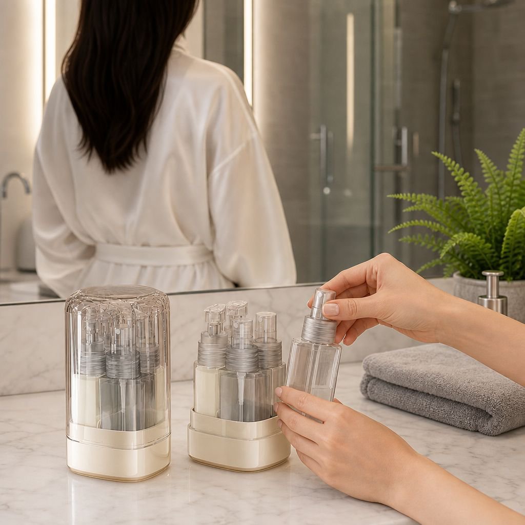 Travel-size skin lotion dispenser bottle