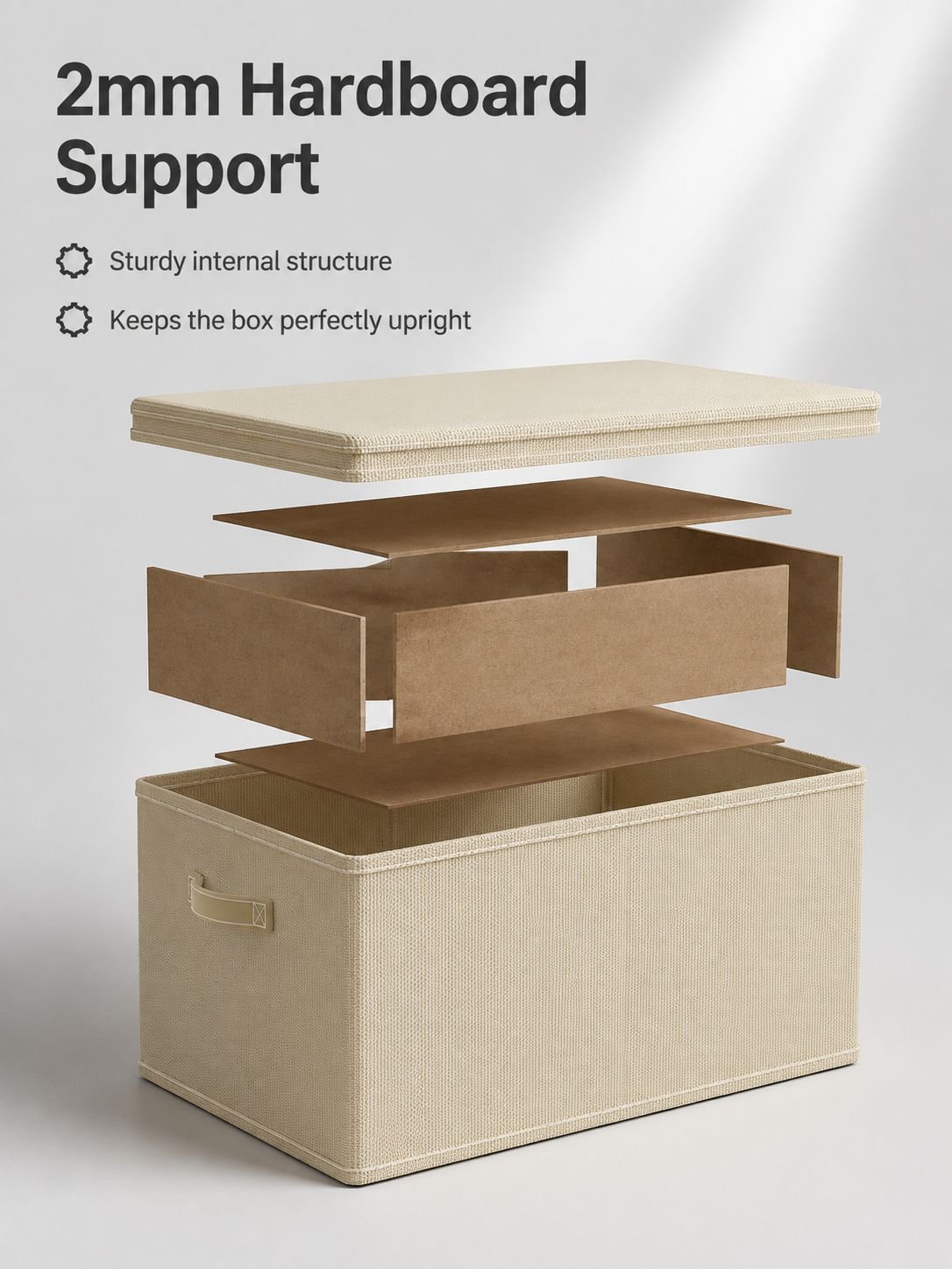Durable fabric storage box with handles for easy carrying