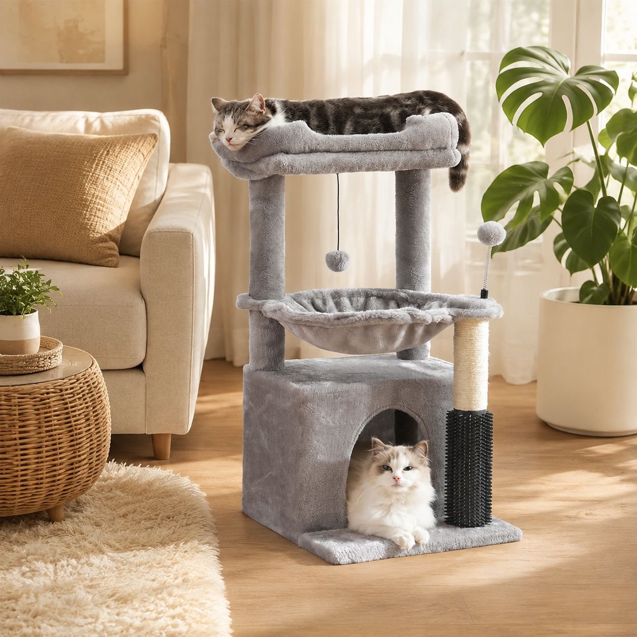 Cat climbing shelf for cats Sisal design scratching pillar jumping platform litter dumping cat tree