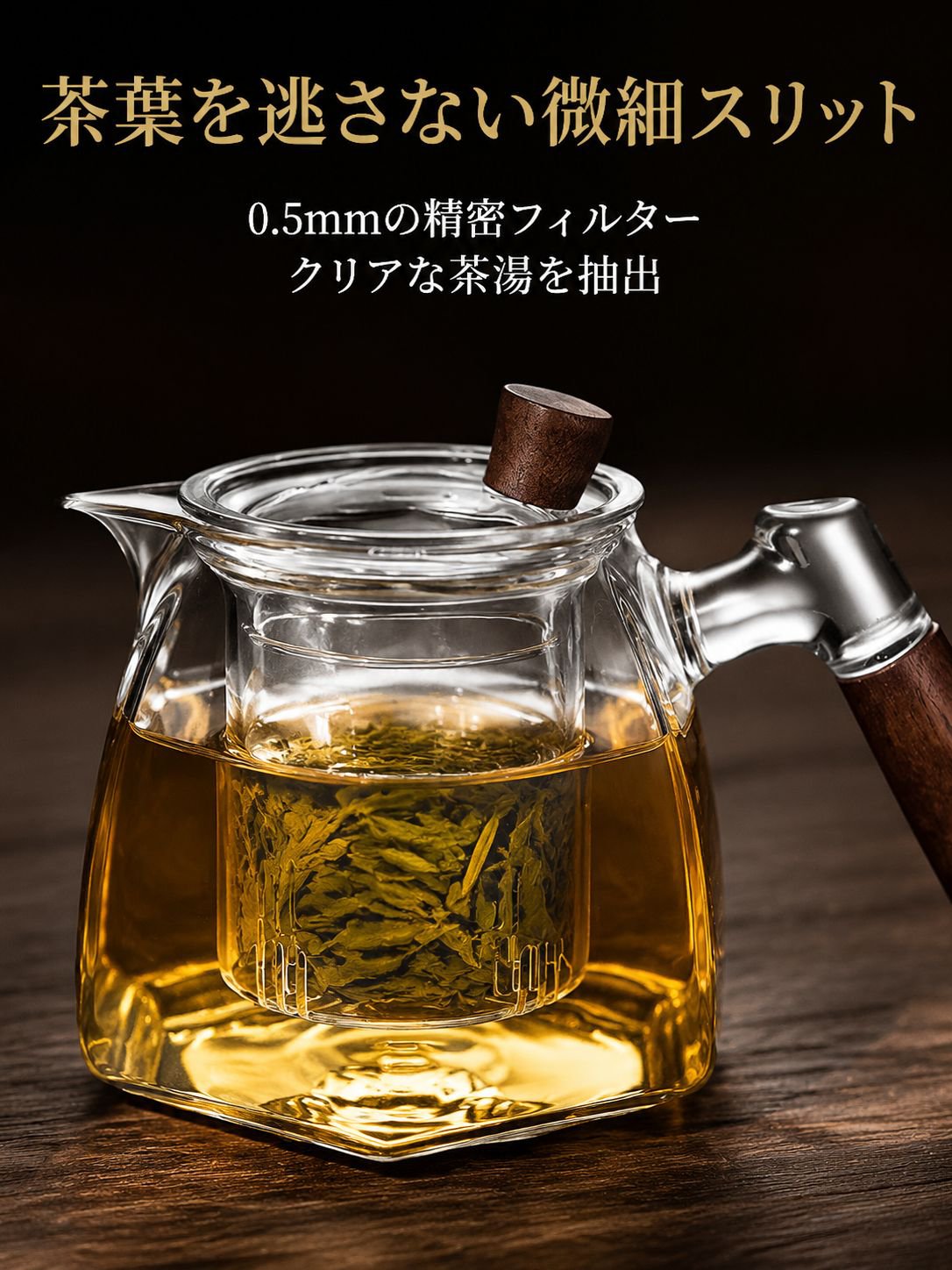 ガラス製の六角形ティーポット