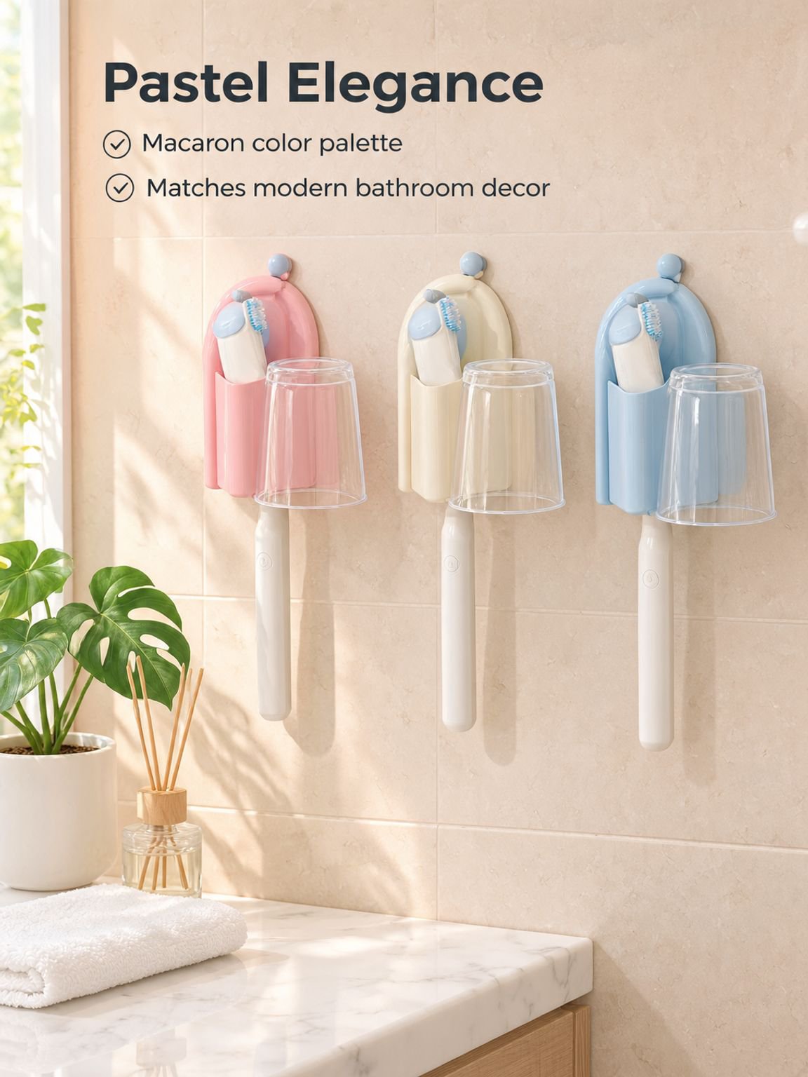 Wall-mounted Electric Toothbrush Holder with Rinse Cup