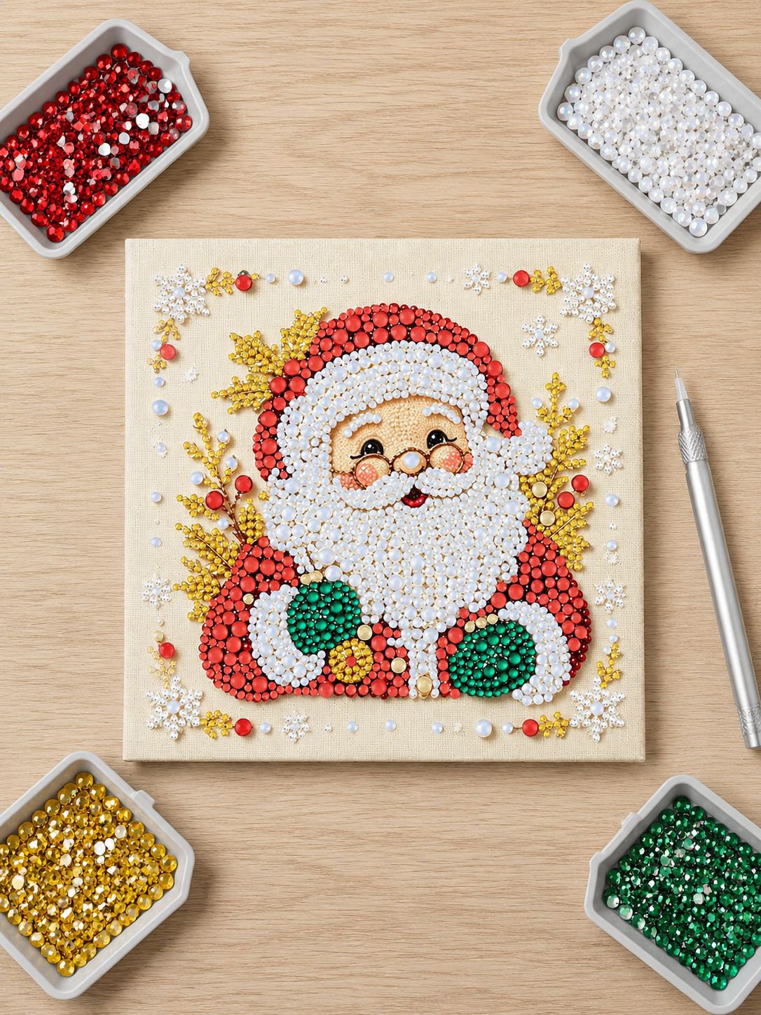 Neues 20x20 Weihnachtsperlen-Malset zum Selbermachen: Dekoratives Malen mit Weihnachtsmannmotiv