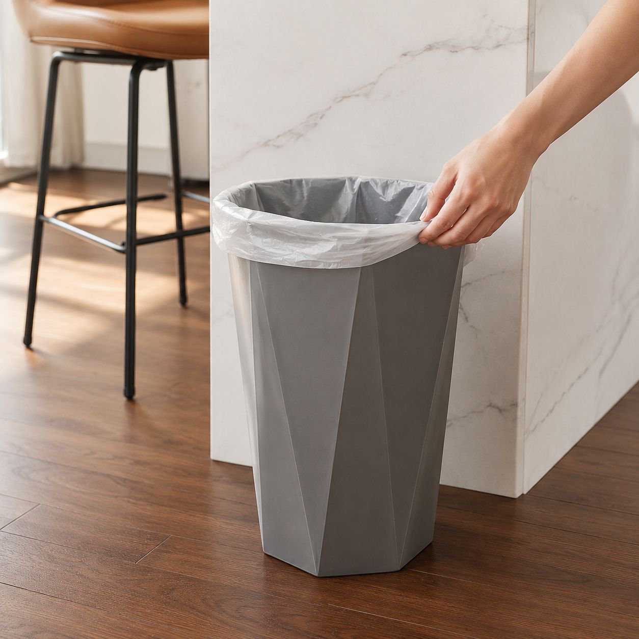 Minimalist large trash bin for modern interiors