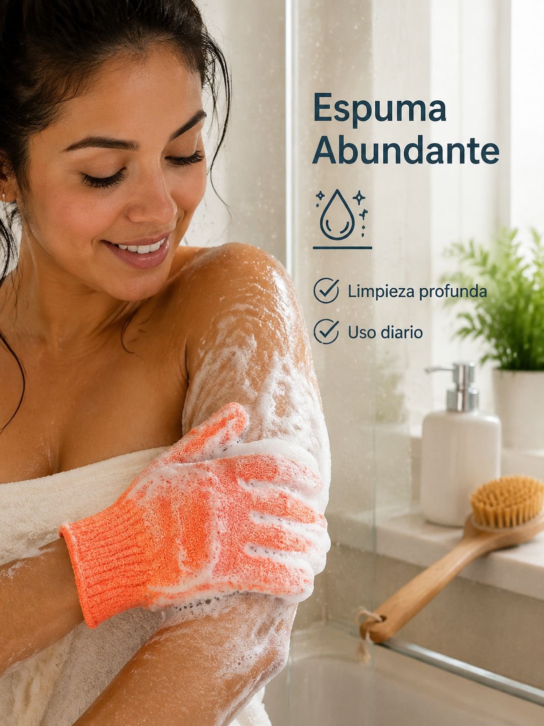 Guante de baño para limpieza profunda y control de aceite
