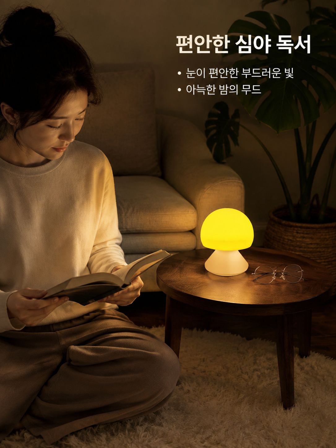 따뜻한 버섯 모양 야간 조명