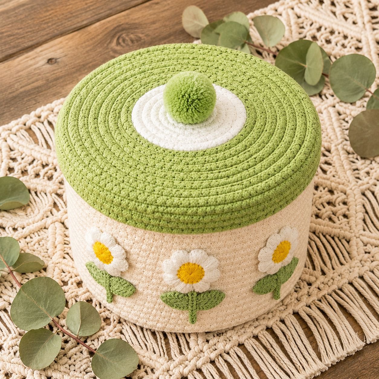 Eco-friendly cotton woven basket for home organization