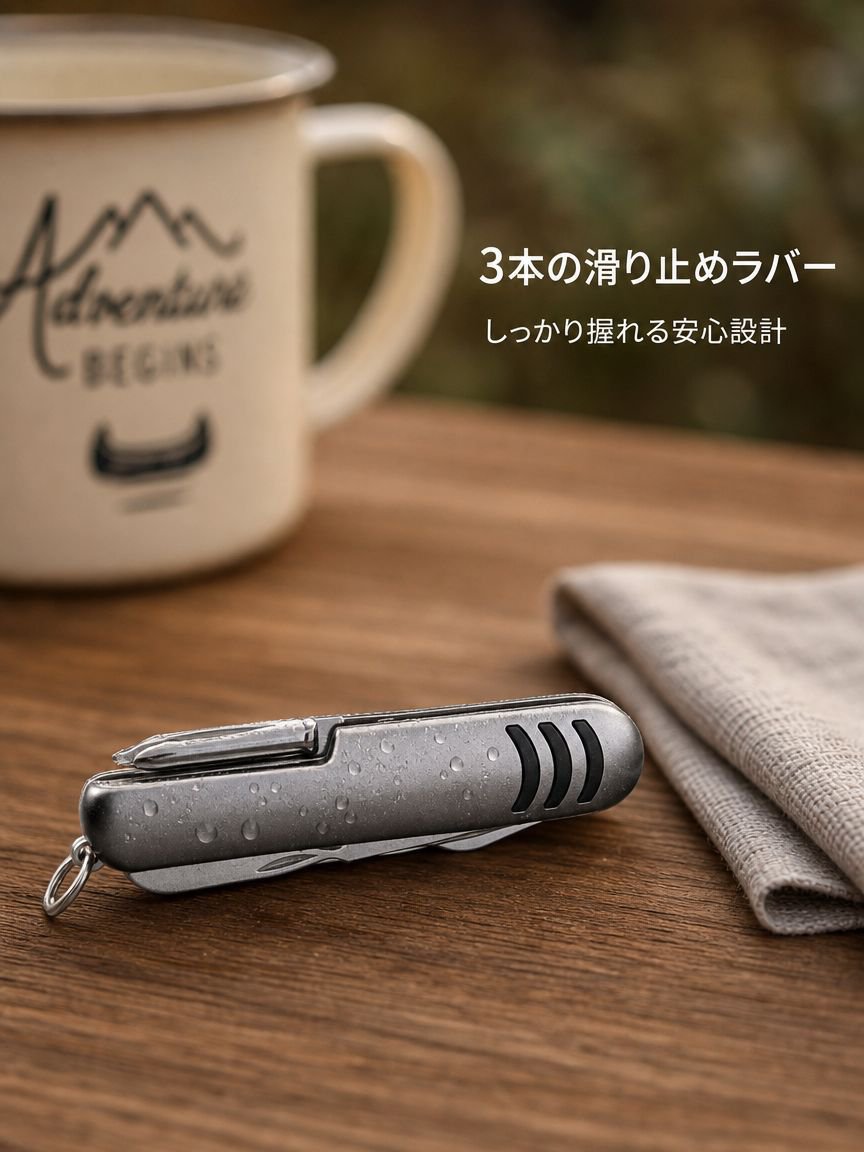 アウトドア用多機能ナイフの使い方例