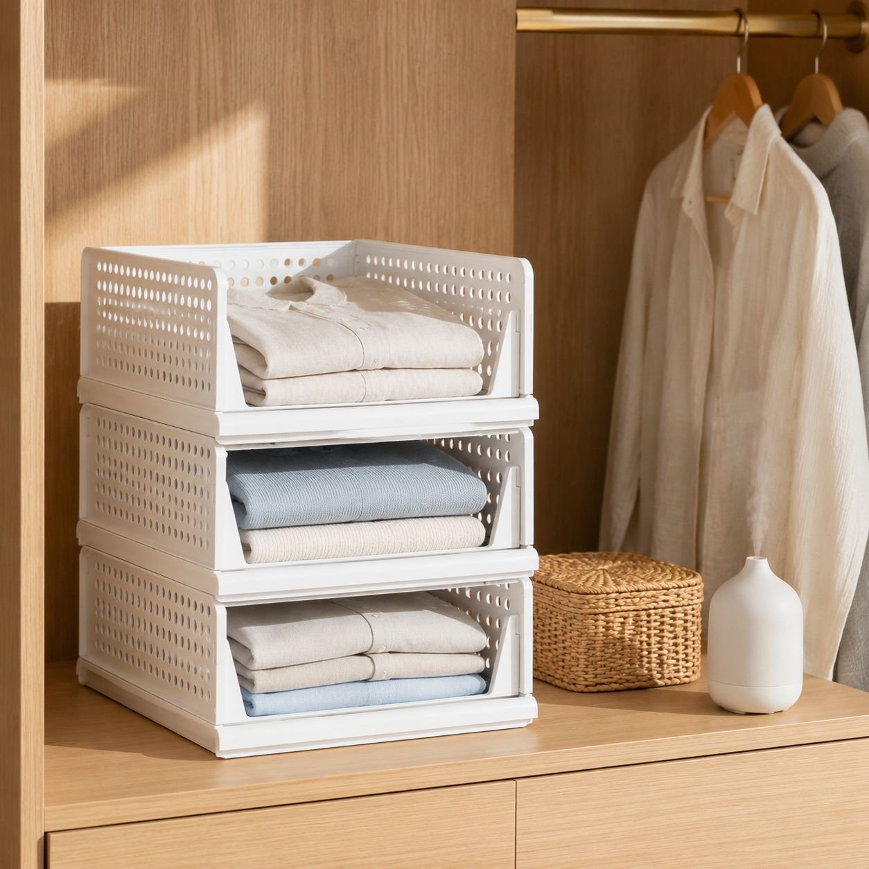 Caja de plástico para guardar ropa