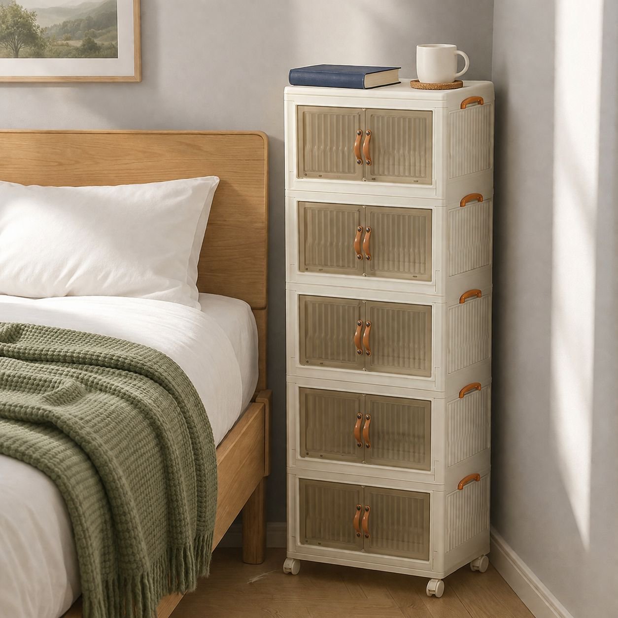 Armoire de rangement pliable magnétique en plastique pour vêtements, salon