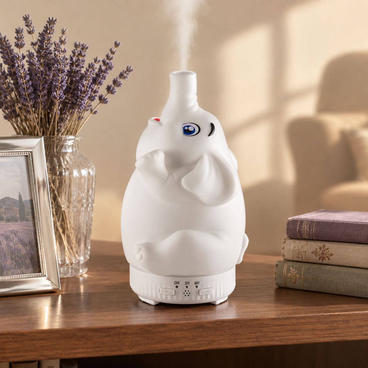 Colorful Light Rotating Elephant Aroma Diffuser, Silent Jellyfish Mini Humidifier