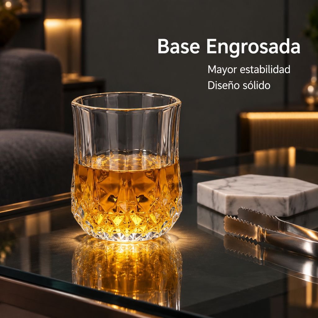 Vaso de Vidrio para Whisky y Cerveza Diseño Diamante para Bar KTV
