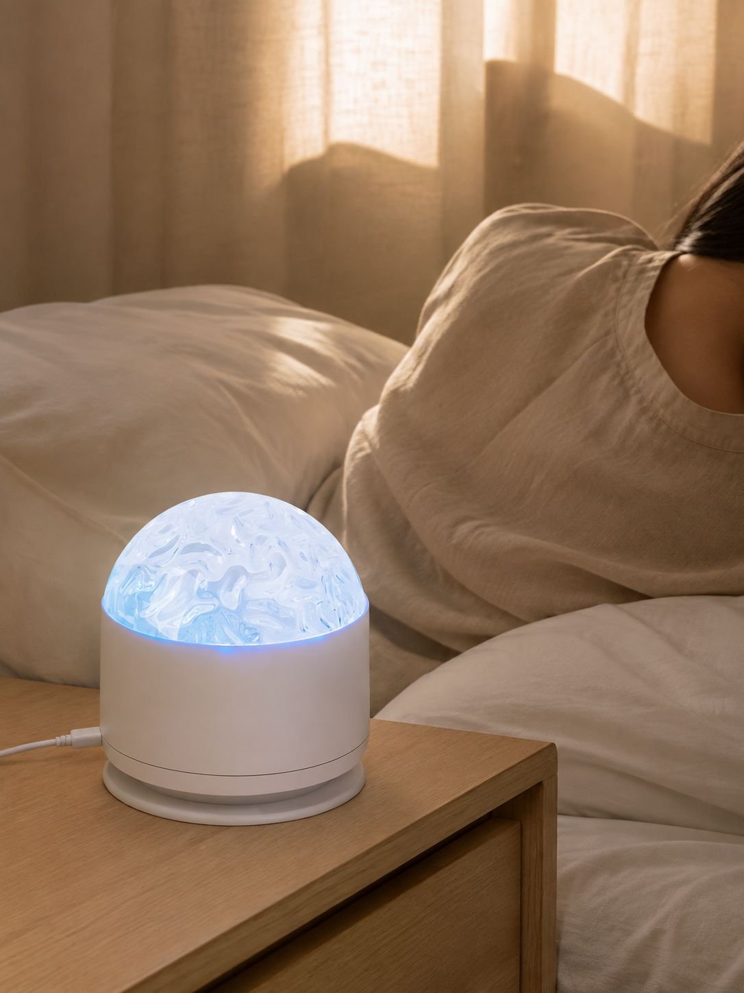 Lámpara de ambiente con proyección de agua y estrellas para dormitorio