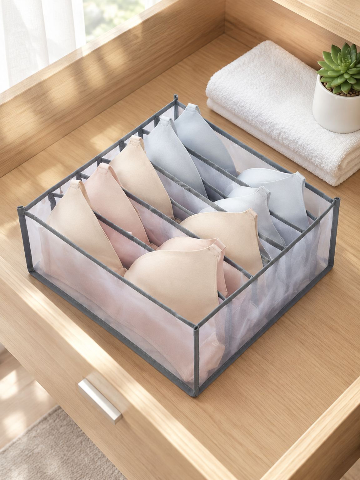 Unterwäsche Aufbewahrungsbox mit mehreren Fächern im Kleiderschrank