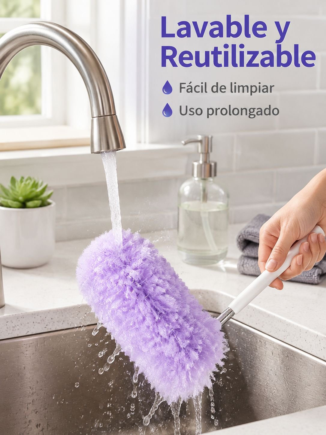 Plumero multifuncional extensible con carga electrostática