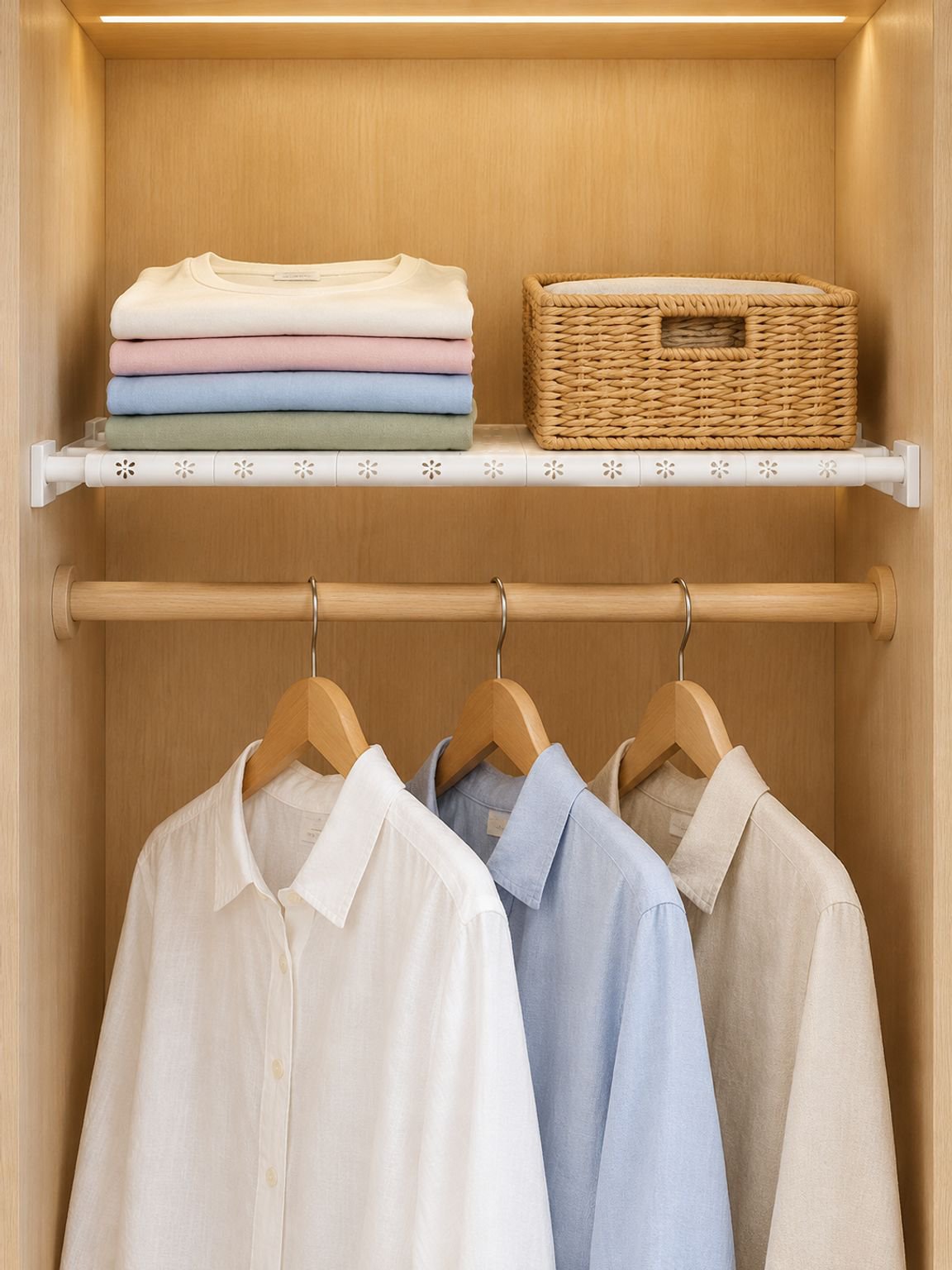 No-Drill Adjustable Closet Shelf Organizer