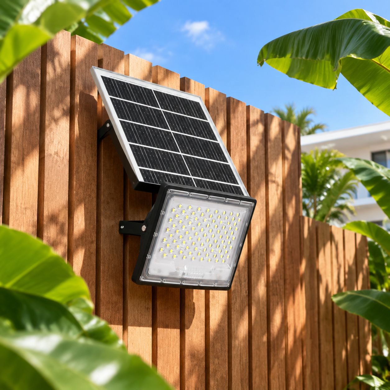 High-brightness courtyard solar floodlights