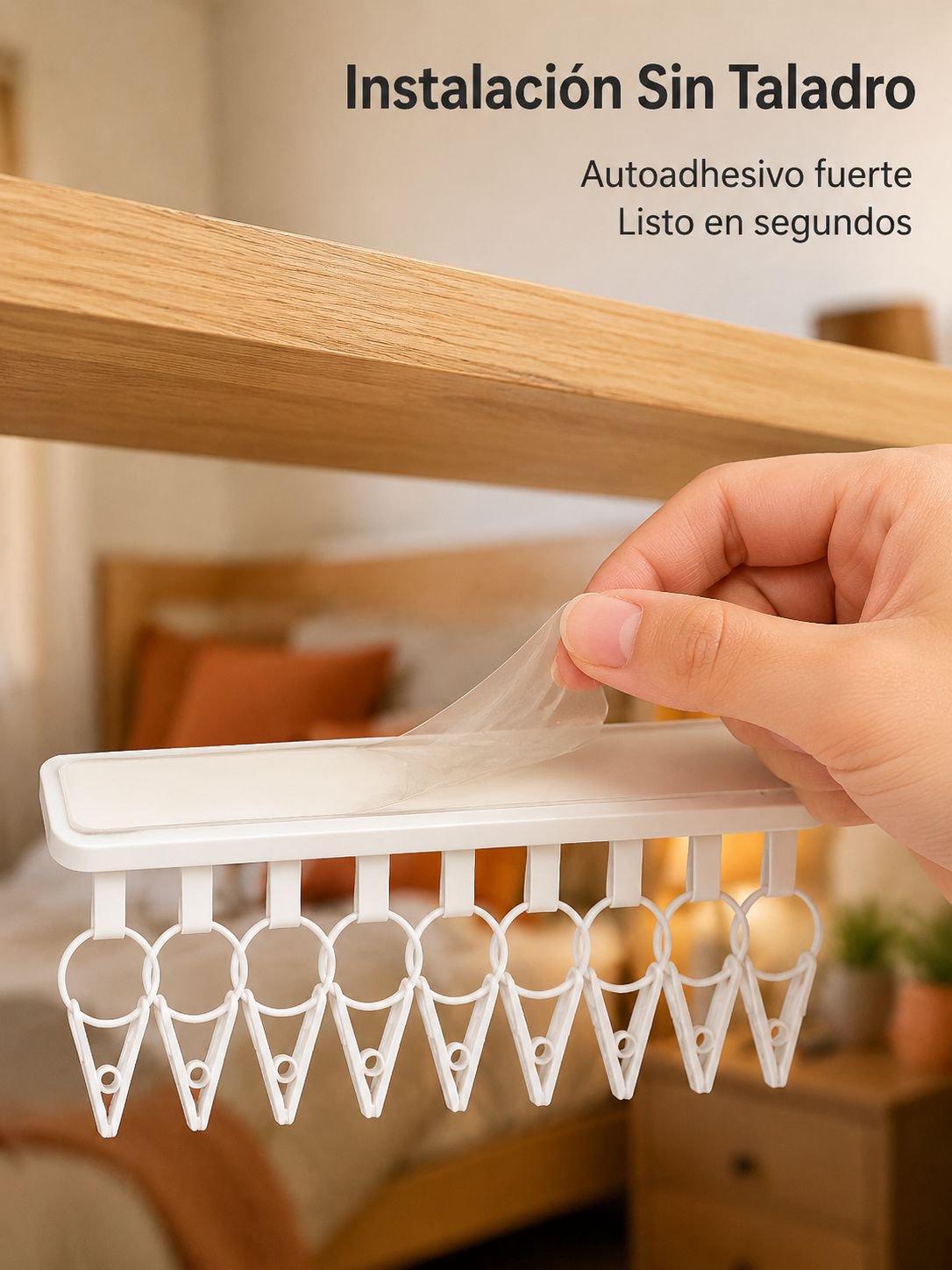 Tendedero autoadhesivo para armario