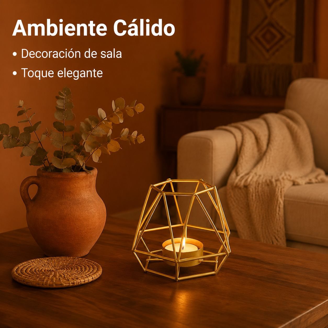 Candelabro geométrico de hierro dorado para aromaterapia y decoración creativa