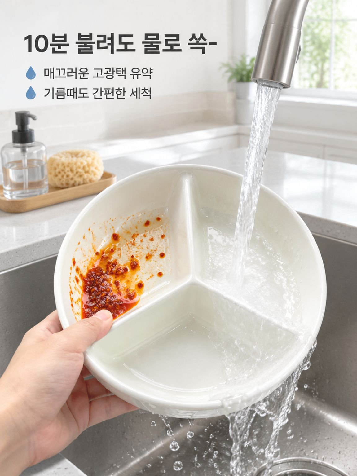가정용 심플 삼분할 도자기 밥접시 찜접시