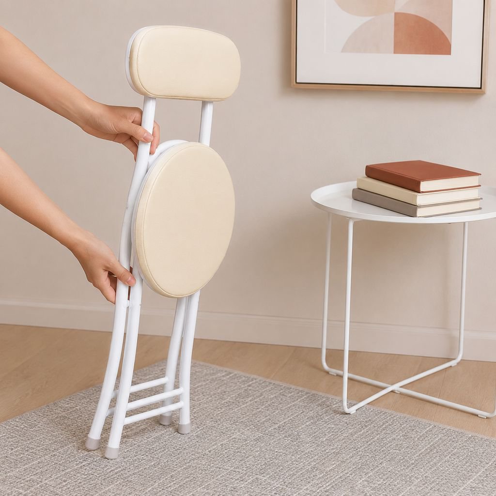 Portable Folding Chair with Backrest for Home, Dining, and Dorm Use