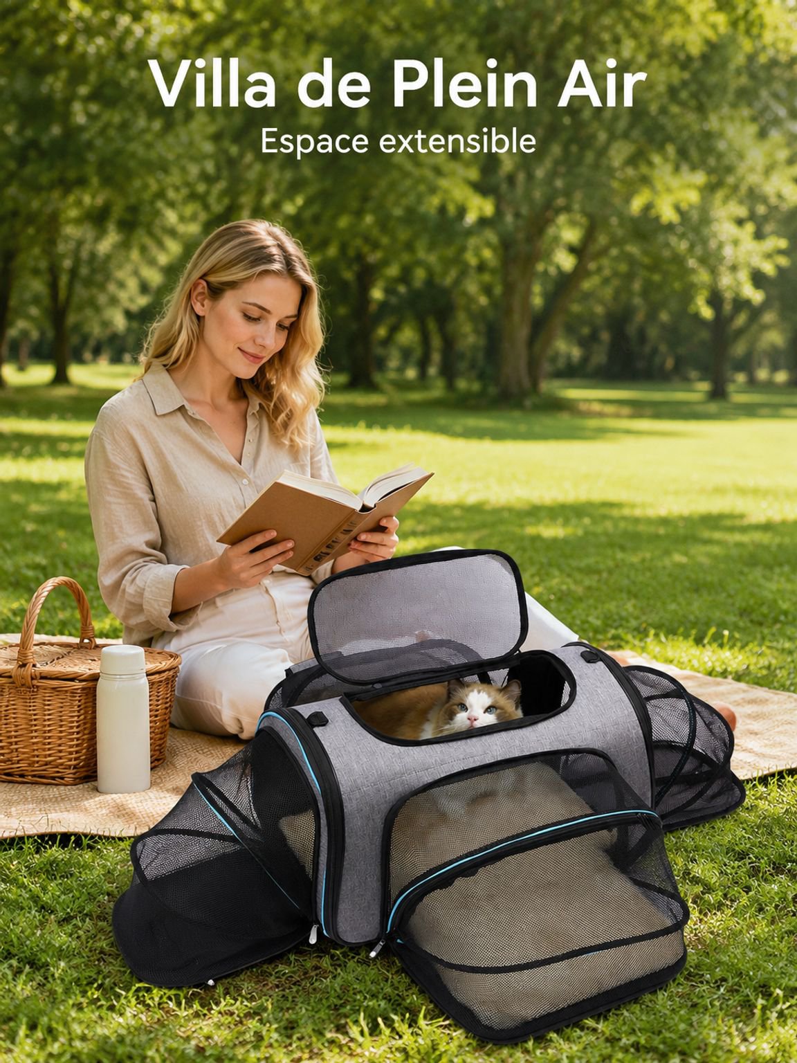Lit extensible pour chat, sac de transport pour chat, sac de voyage pour chien (modèle le plus vendu