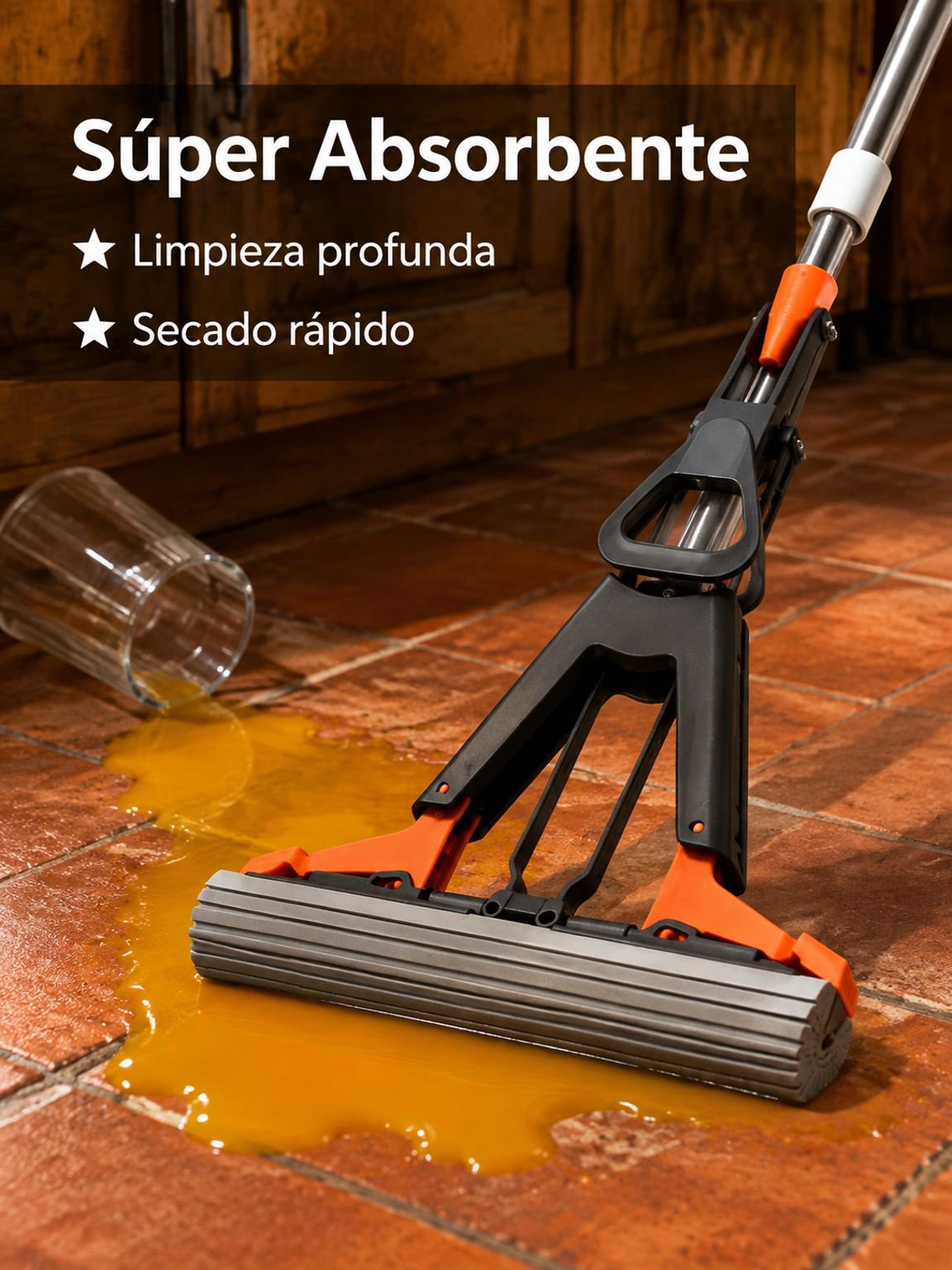 Mopa absorbente plegable para el hogar, exprimible y sin lavar a mano, para uso fácil