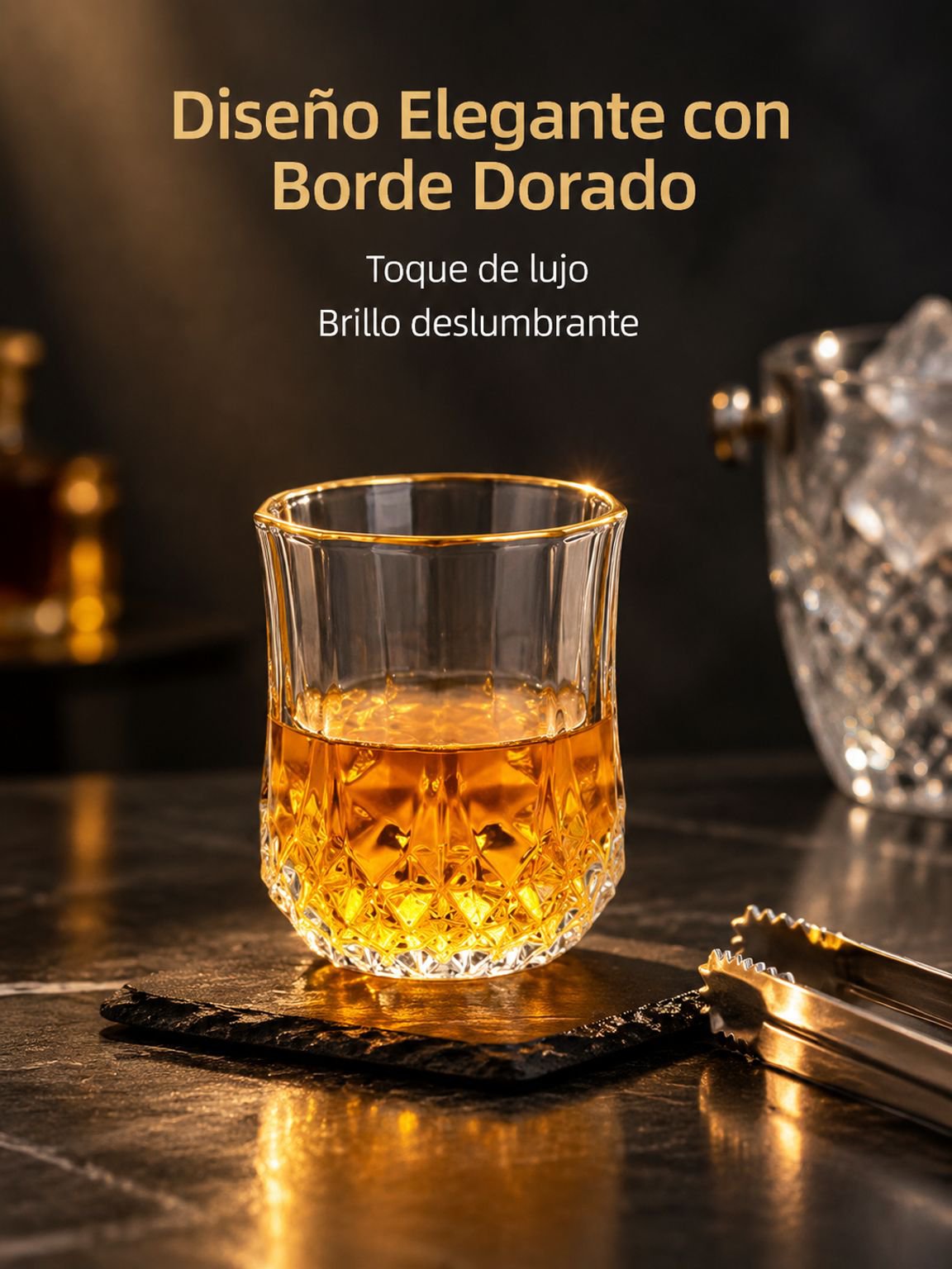 Vaso de vidrio con patrón de diamante para disfrutar whisky