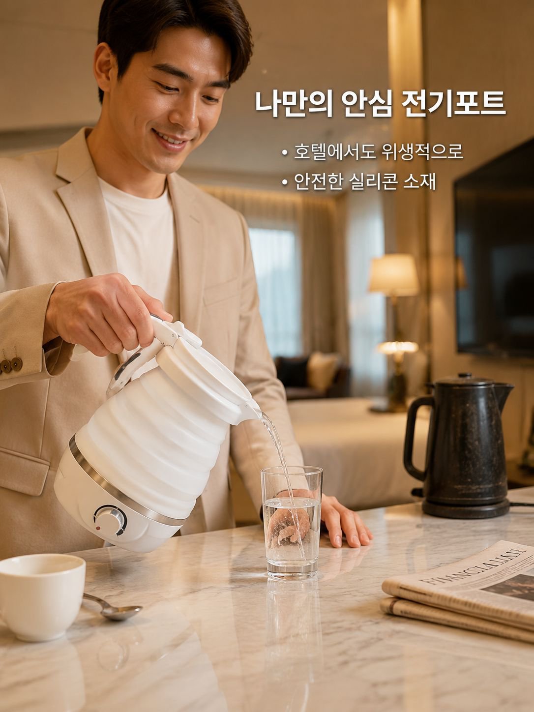 실리콘 접이식 여행용 물병