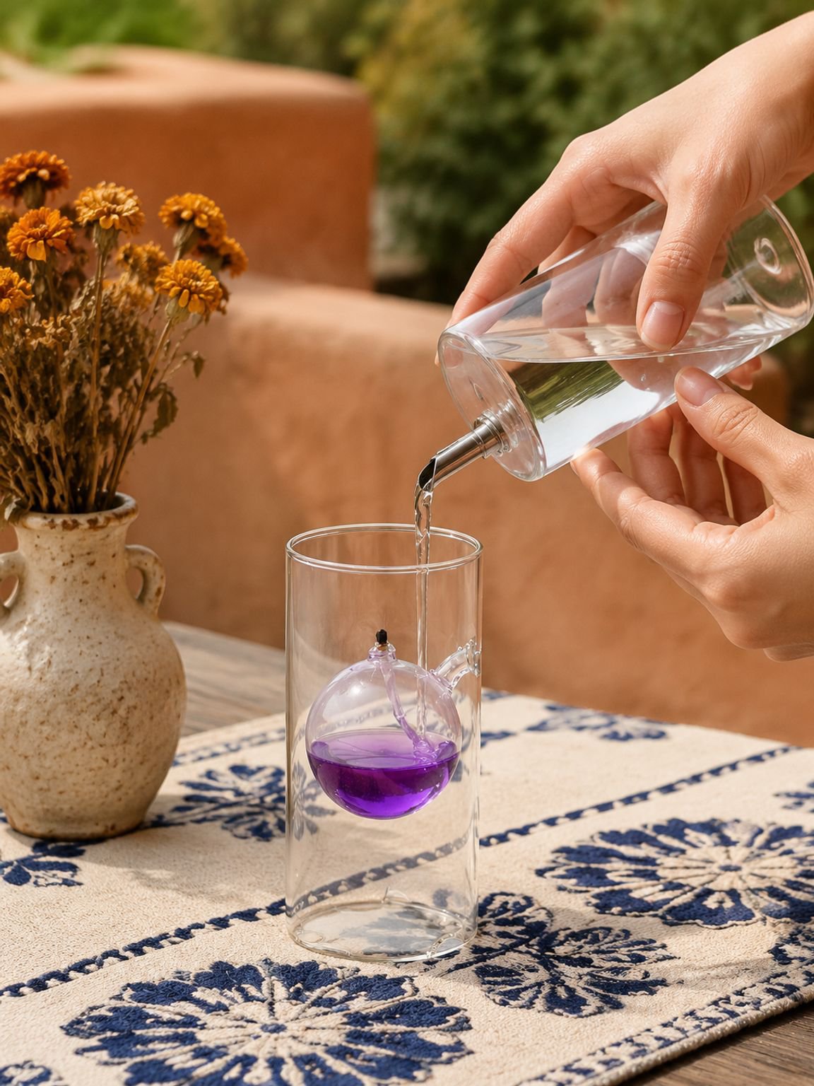 Lámpara de aceite para decoración de bodas con diseño exclusivo.