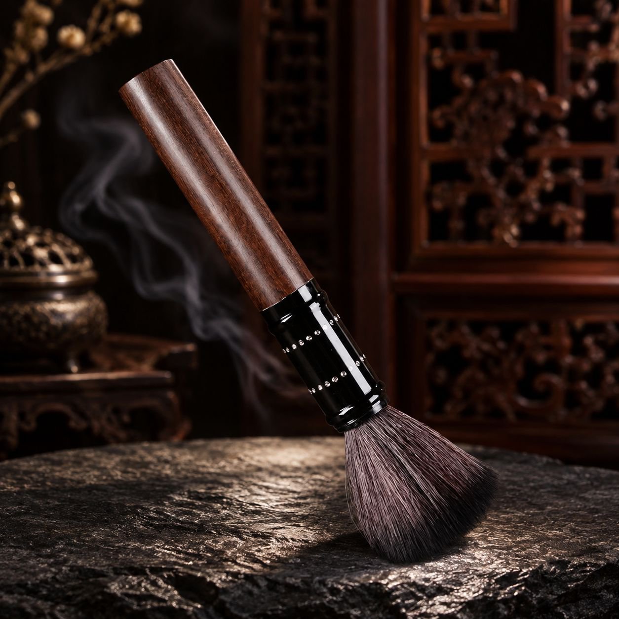 Ebony Soft Brush for Buddha Statue Dust Cleaning