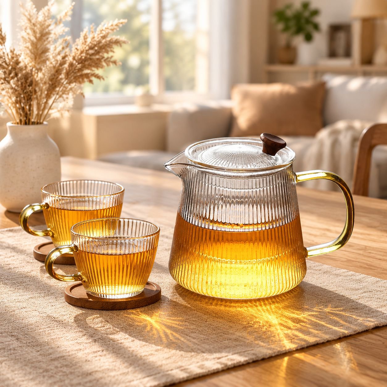 New Striped Glass Teapot