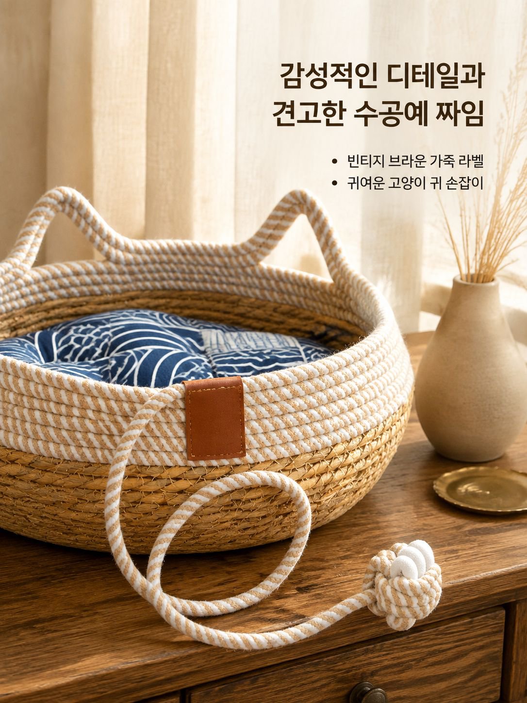 분리 가능한 직조 고양이 침대