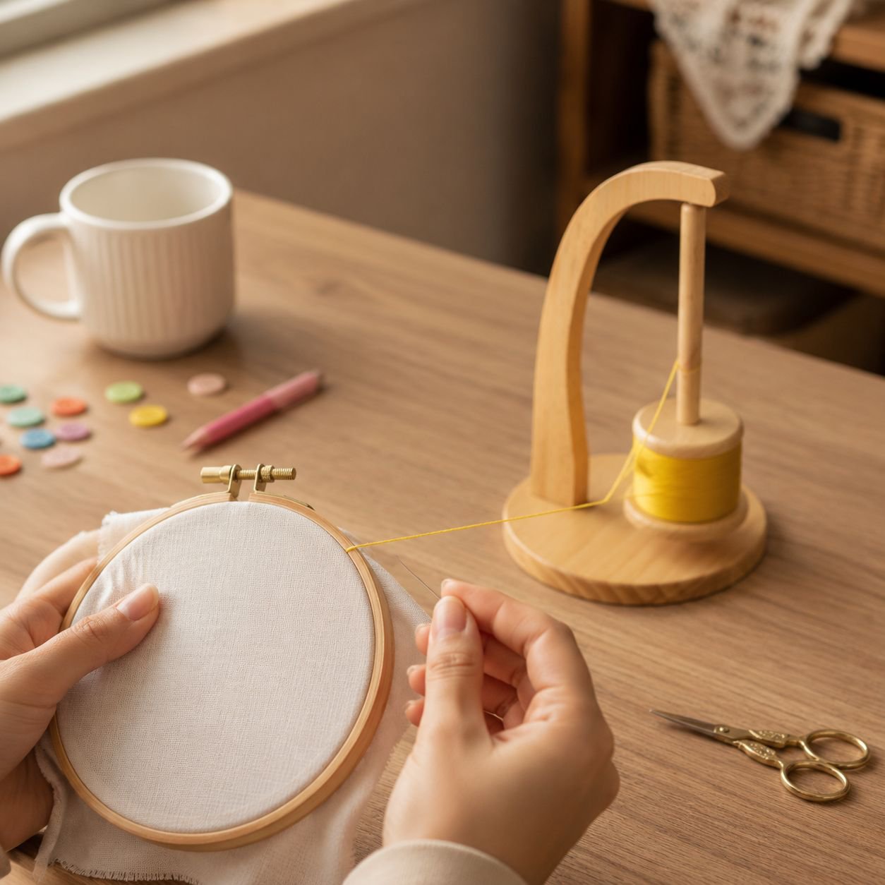 Rotating organizer for sewing threads and accessories