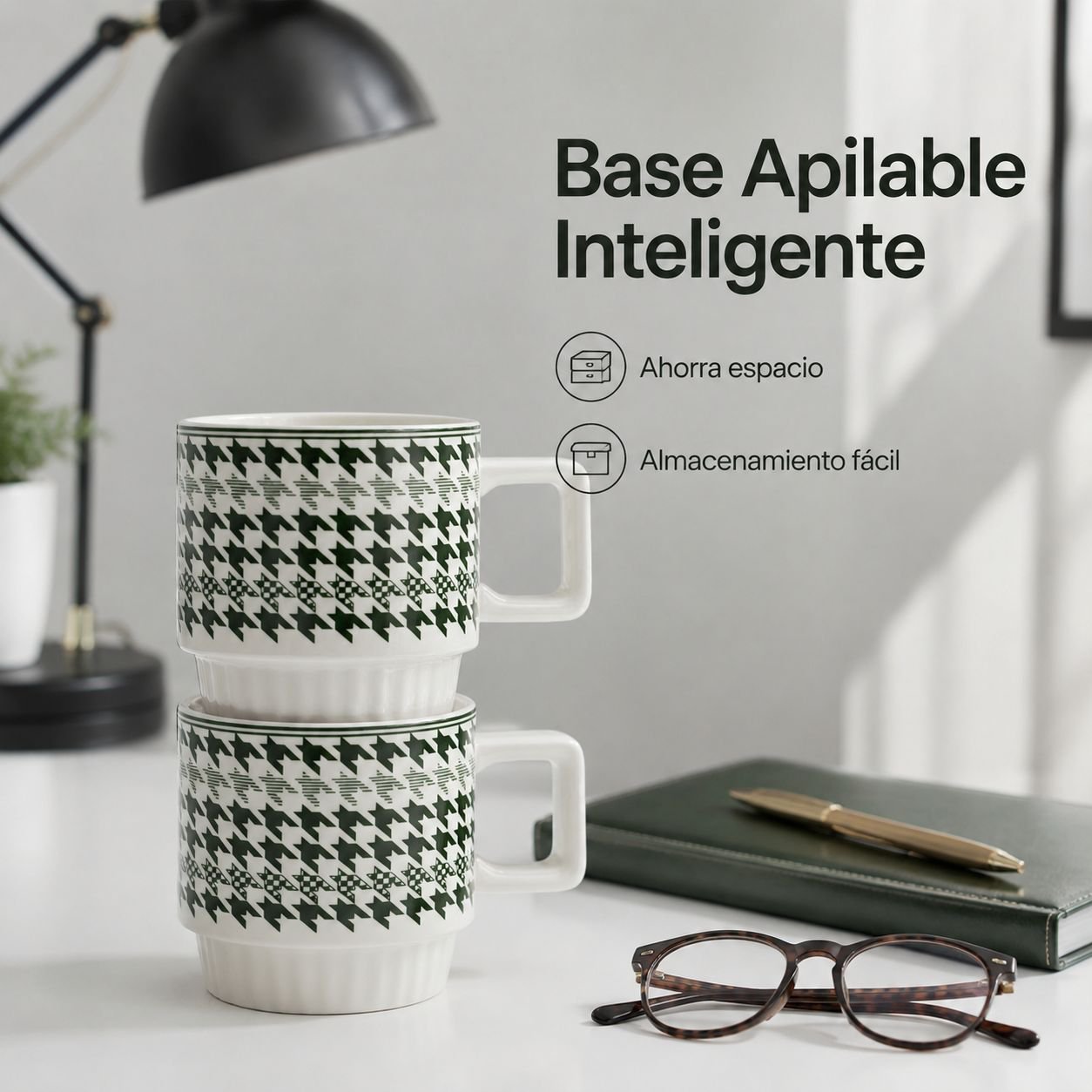 Taza con estampado de pata de gallo