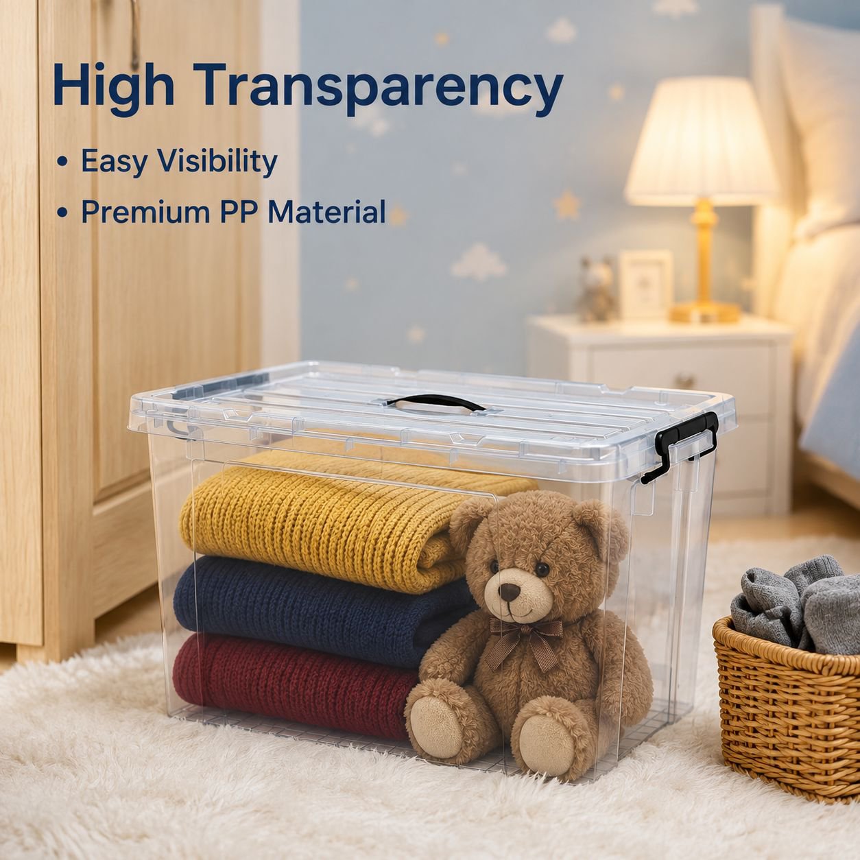 Large Plastic Storage Box with Lid